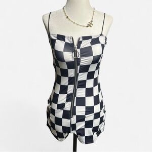 Checkered Black and White Mini Dress
